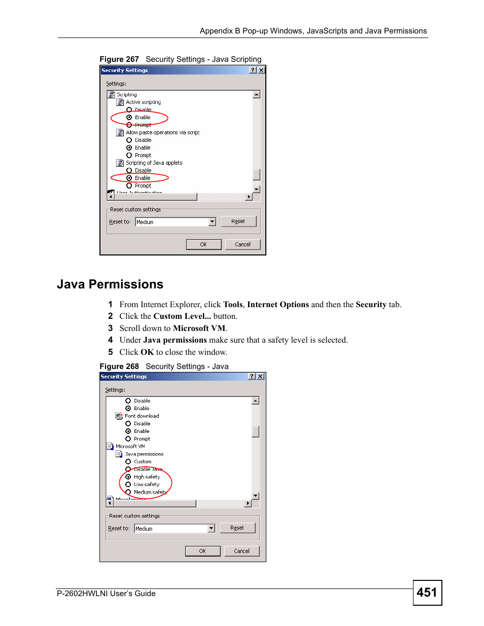Java permissions | ZyXEL Communications P-2602HWLNI User Manual | Page 451 / 496