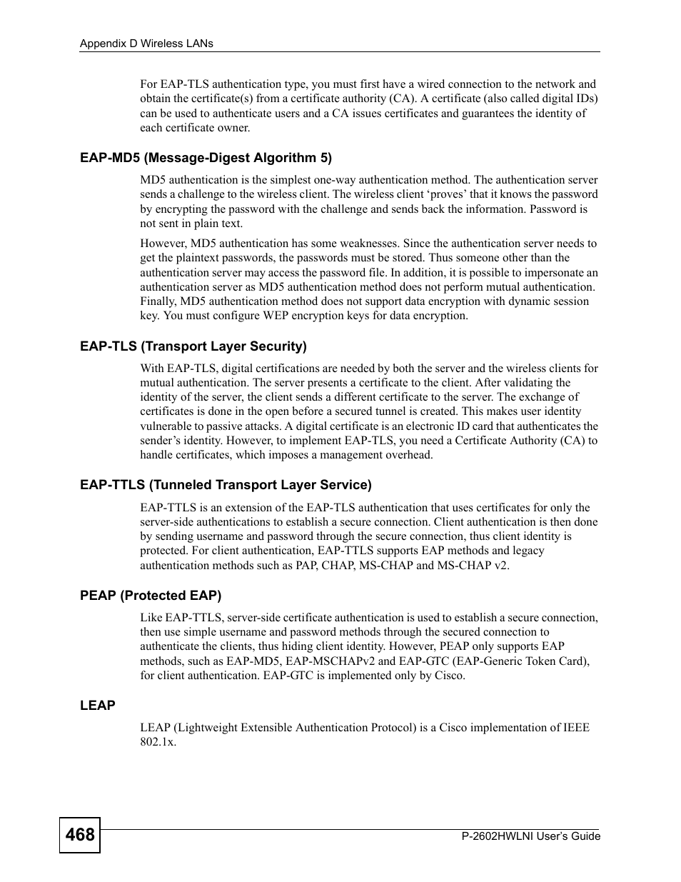 ZyXEL Communications P-2602HWLNI User Manual | Page 468 / 496