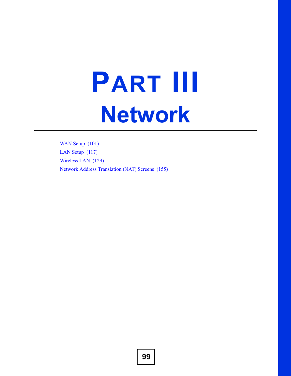 Network, Part iii: network | ZyXEL Communications P-2602HWLNI User Manual | Page 99 / 496