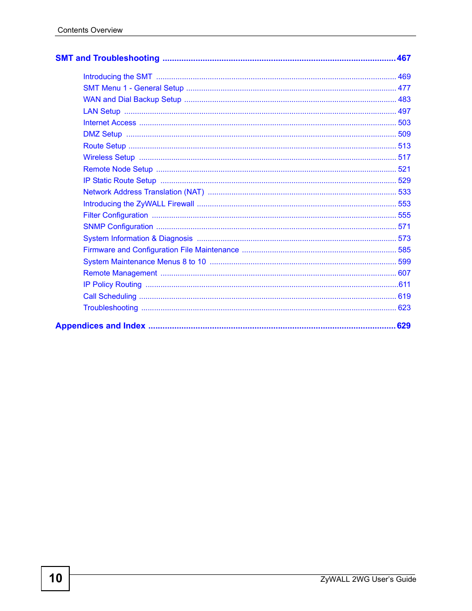 ZyXEL Communications ZyXEL ZyWALL 2WG User Manual | Page 10 / 730