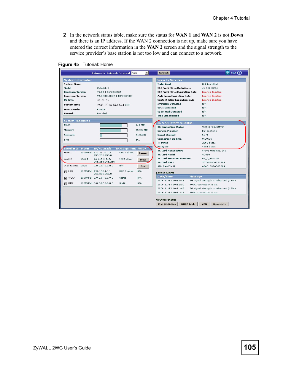 Figure 45 tutorial: home | ZyXEL Communications ZyXEL ZyWALL 2WG User Manual | Page 105 / 730