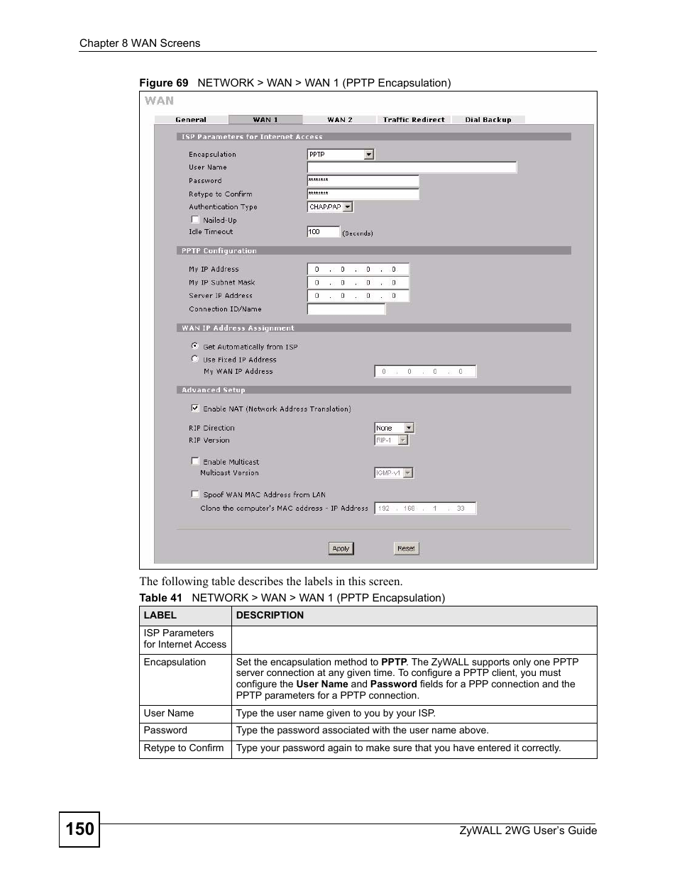 ZyXEL Communications ZyXEL ZyWALL 2WG User Manual | Page 150 / 730