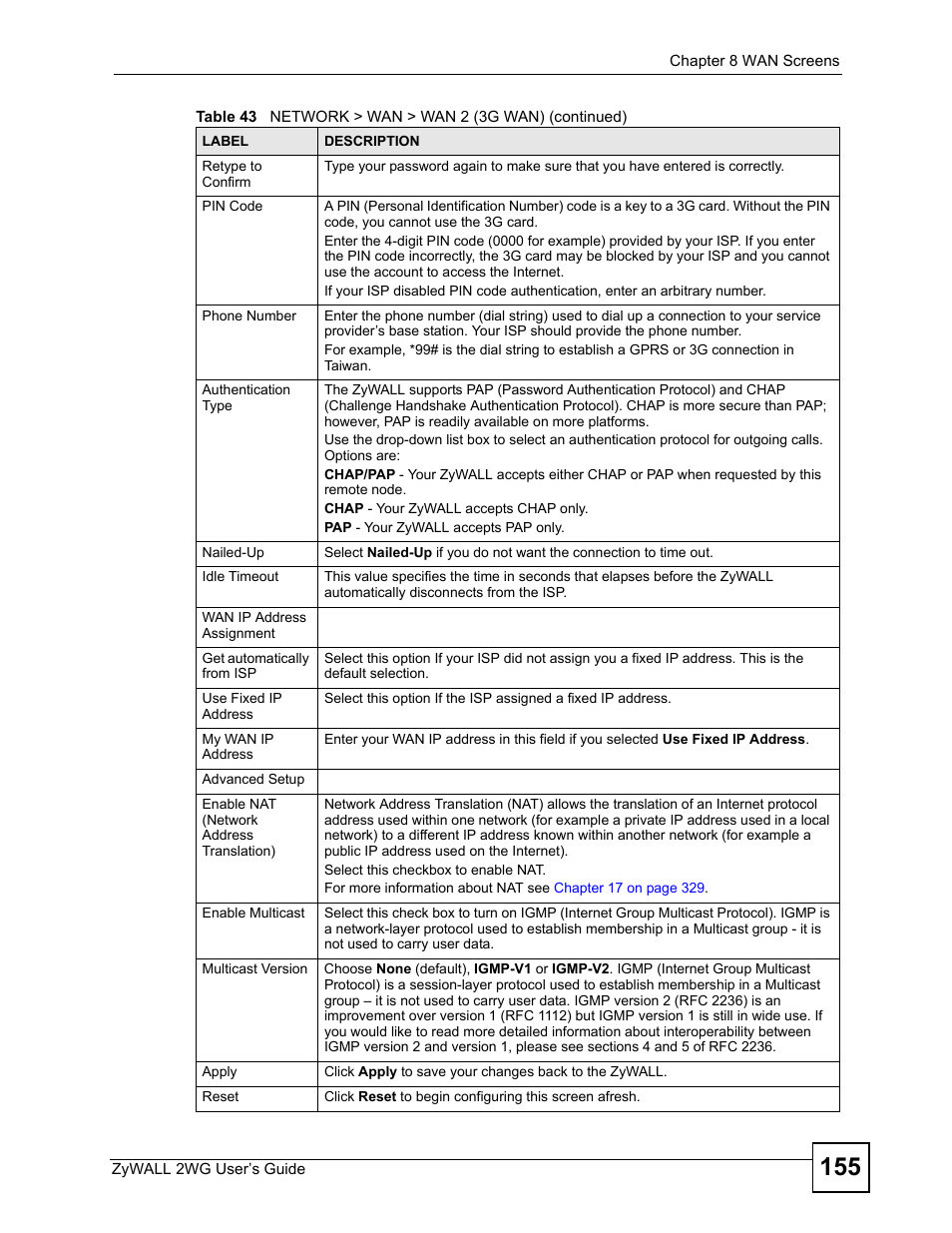 ZyXEL Communications ZyXEL ZyWALL 2WG User Manual | Page 155 / 730