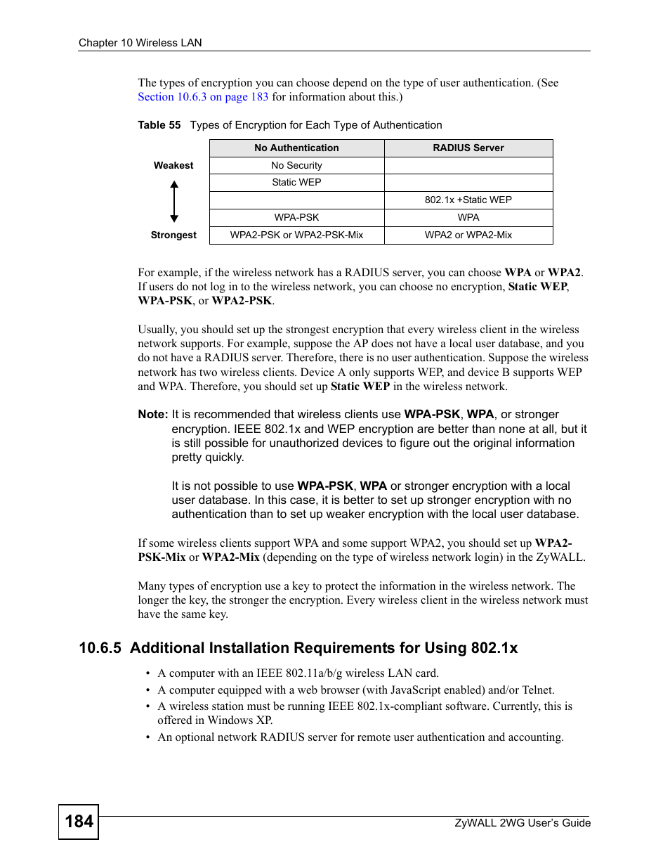 ZyXEL Communications ZyXEL ZyWALL 2WG User Manual | Page 184 / 730