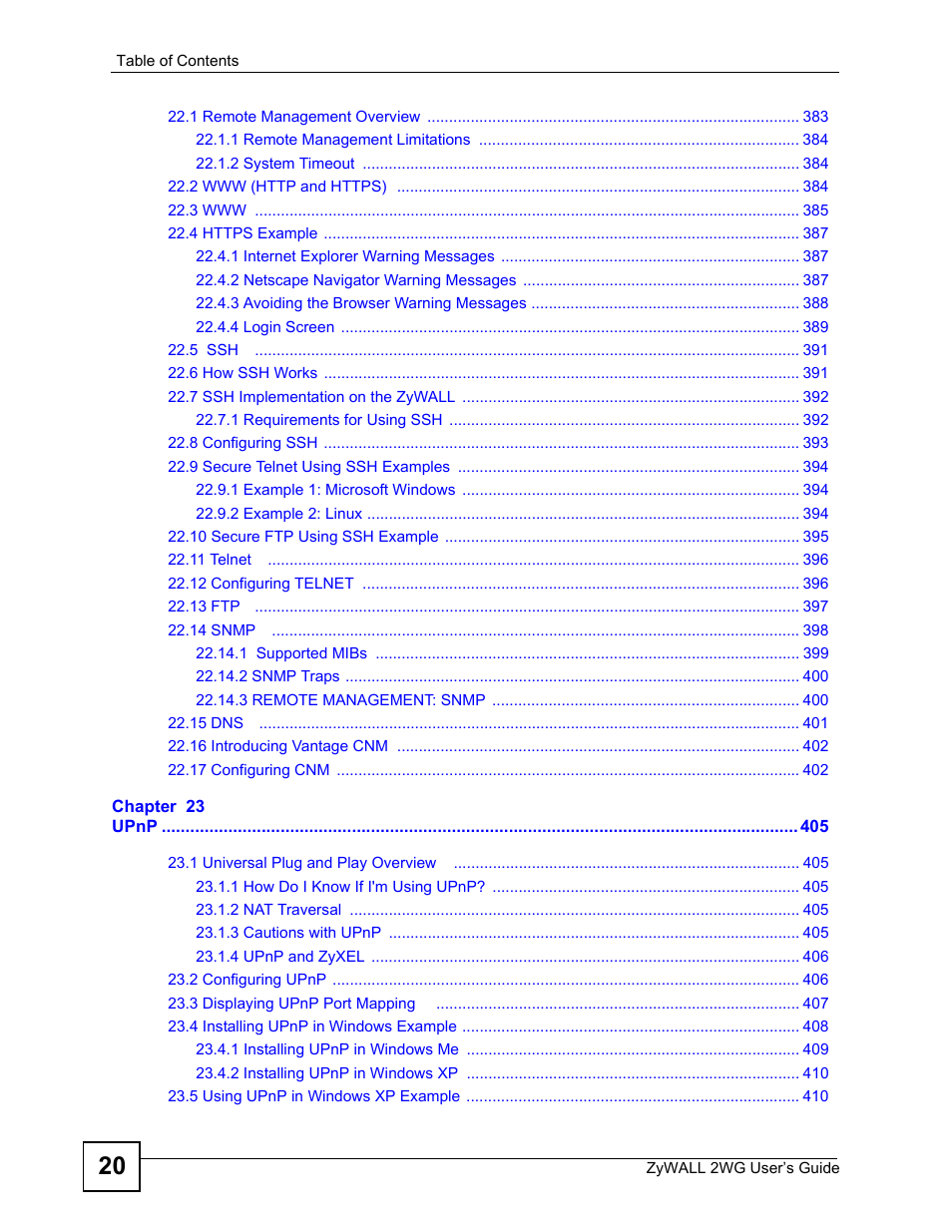 ZyXEL Communications ZyXEL ZyWALL 2WG User Manual | Page 20 / 730