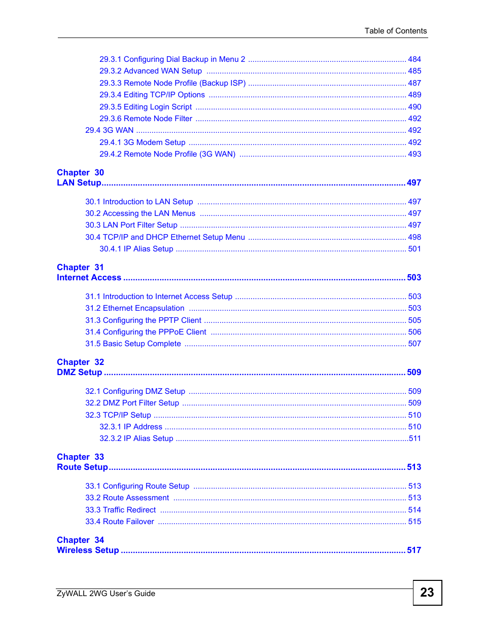 ZyXEL Communications ZyXEL ZyWALL 2WG User Manual | Page 23 / 730