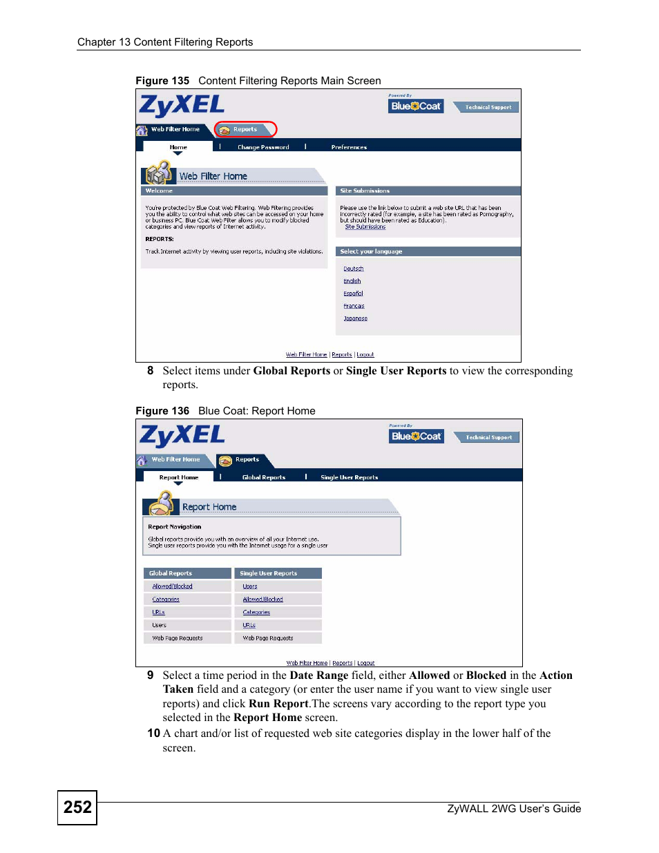 ZyXEL Communications ZyXEL ZyWALL 2WG User Manual | Page 252 / 730