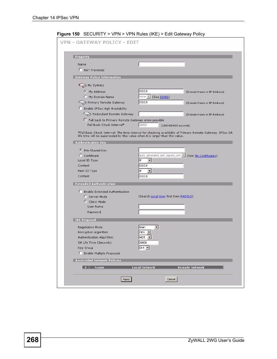 ZyXEL Communications ZyXEL ZyWALL 2WG User Manual | Page 268 / 730