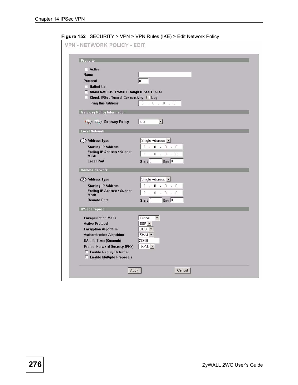 ZyXEL Communications ZyXEL ZyWALL 2WG User Manual | Page 276 / 730