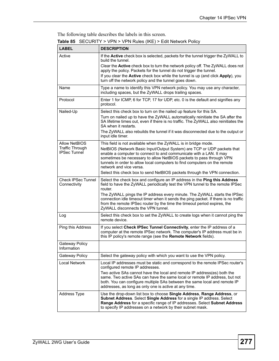 ZyXEL Communications ZyXEL ZyWALL 2WG User Manual | Page 277 / 730