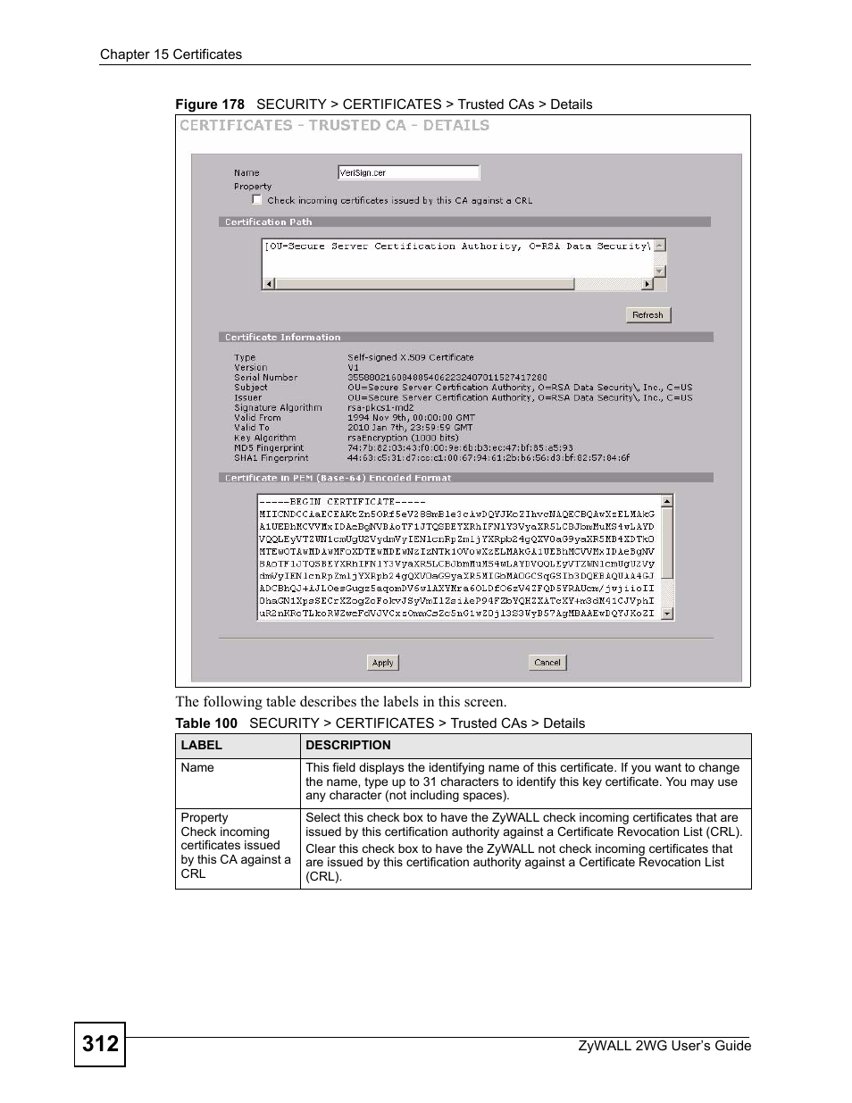 ZyXEL Communications ZyXEL ZyWALL 2WG User Manual | Page 312 / 730