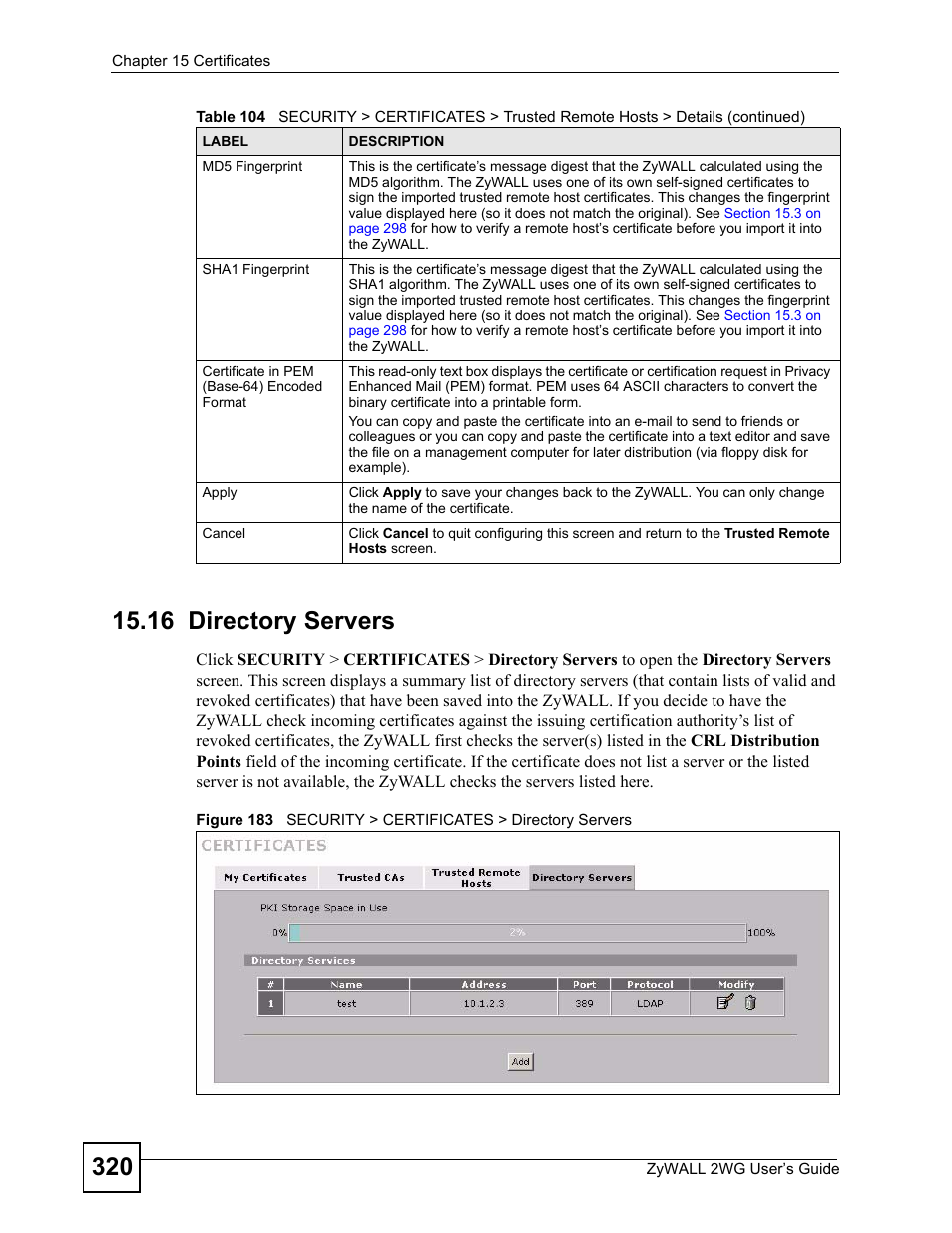 16 directory servers | ZyXEL Communications ZyXEL ZyWALL 2WG User Manual | Page 320 / 730