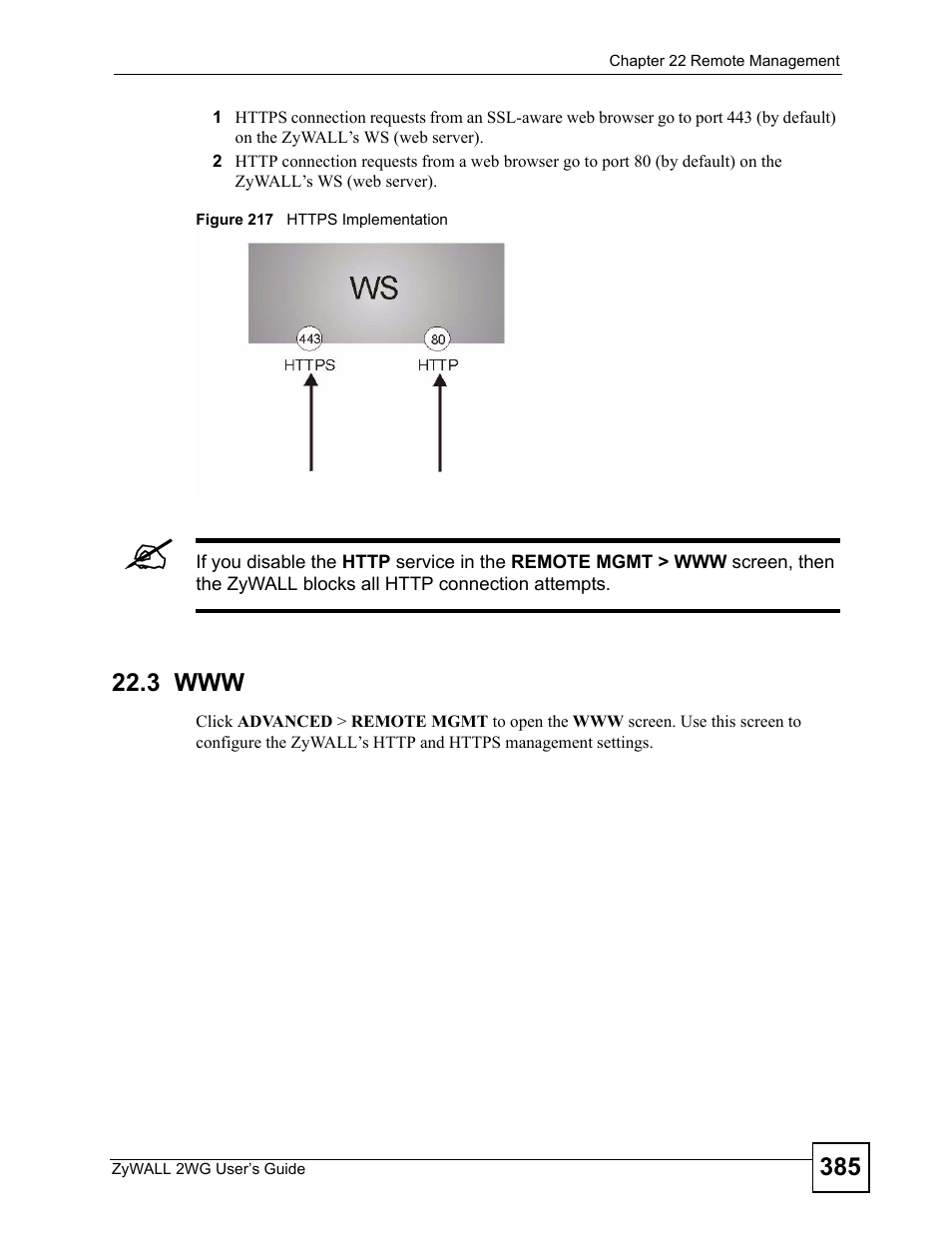 3 www, Figure 217 https implementation | ZyXEL Communications ZyXEL ZyWALL 2WG User Manual | Page 385 / 730