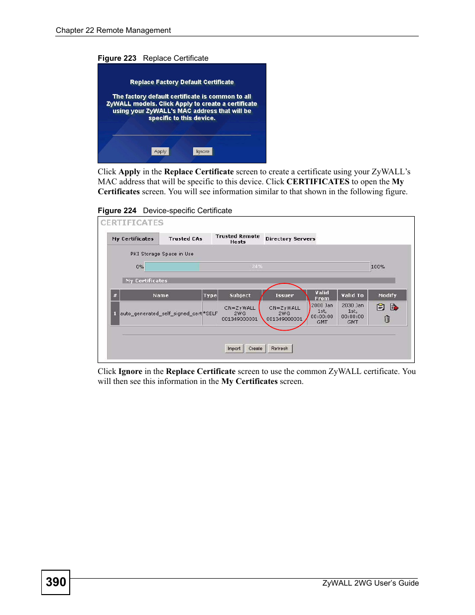 ZyXEL Communications ZyXEL ZyWALL 2WG User Manual | Page 390 / 730