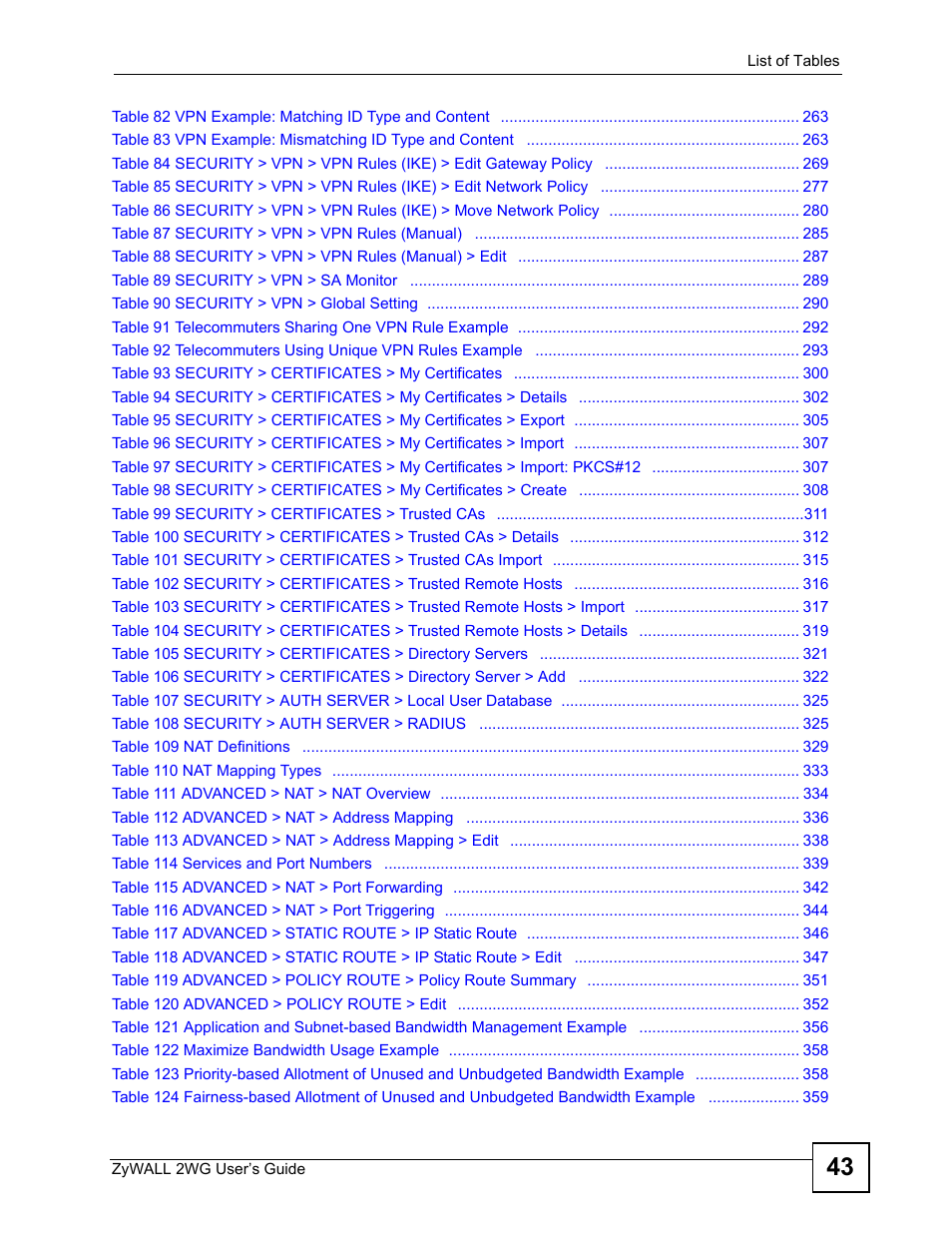 ZyXEL Communications ZyXEL ZyWALL 2WG User Manual | Page 43 / 730