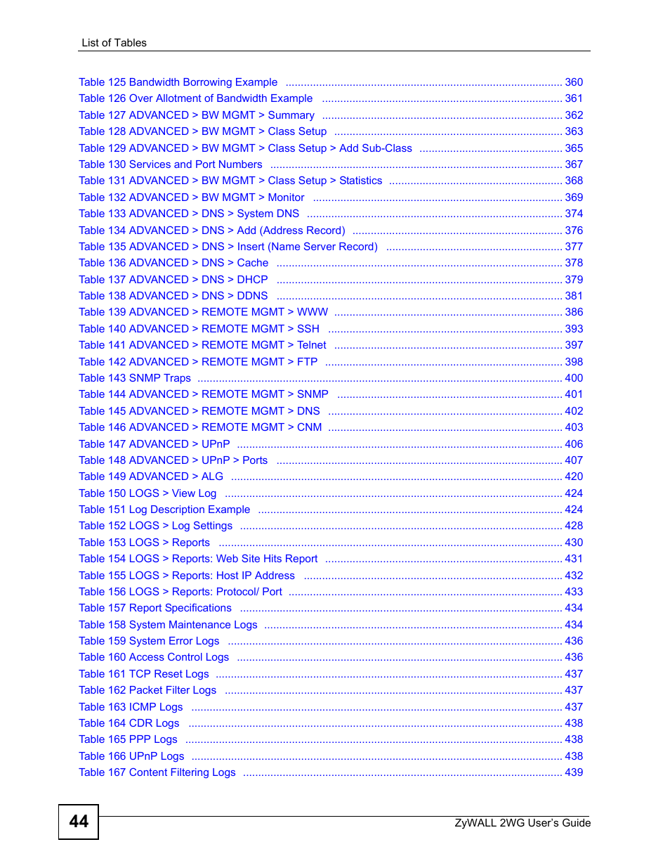 ZyXEL Communications ZyXEL ZyWALL 2WG User Manual | Page 44 / 730