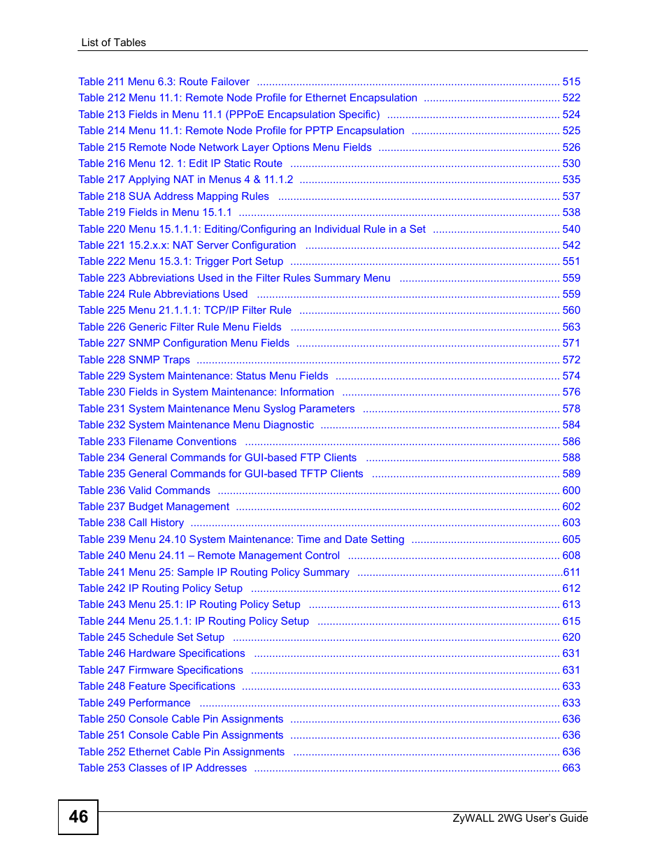 ZyXEL Communications ZyXEL ZyWALL 2WG User Manual | Page 46 / 730