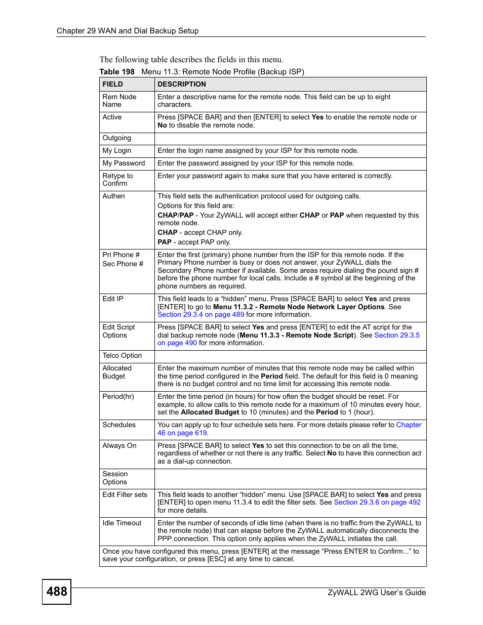 ZyXEL Communications ZyXEL ZyWALL 2WG User Manual | Page 488 / 730