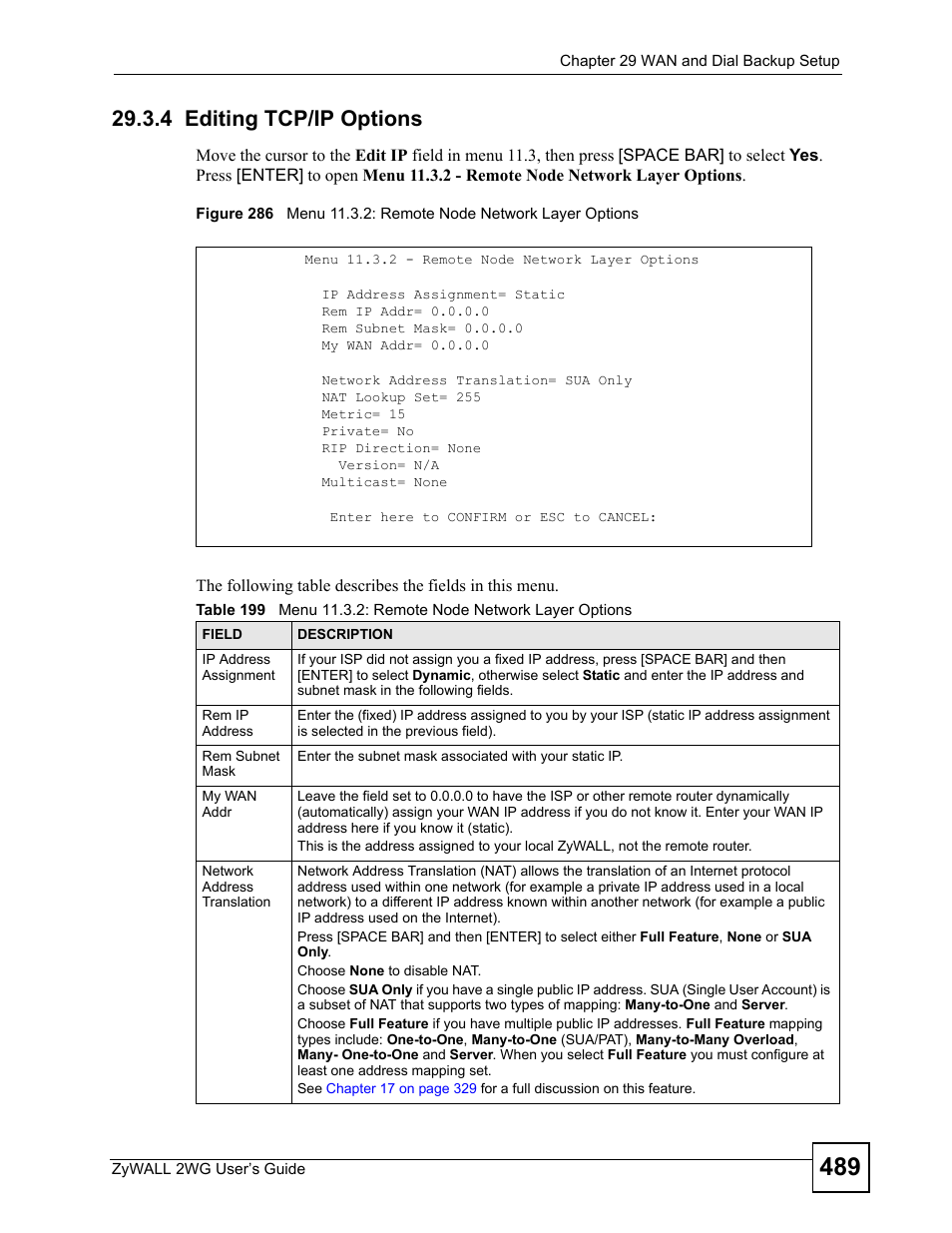 4 editing tcp/ip options | ZyXEL Communications ZyXEL ZyWALL 2WG User Manual | Page 489 / 730