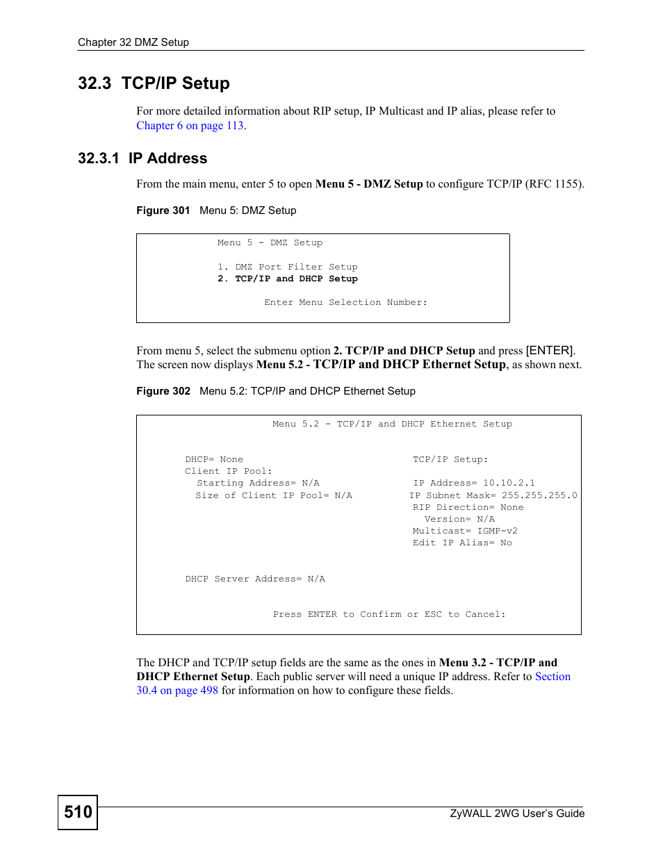 3 tcp/ip setup, 1 ip address | ZyXEL Communications ZyXEL ZyWALL 2WG User Manual | Page 510 / 730