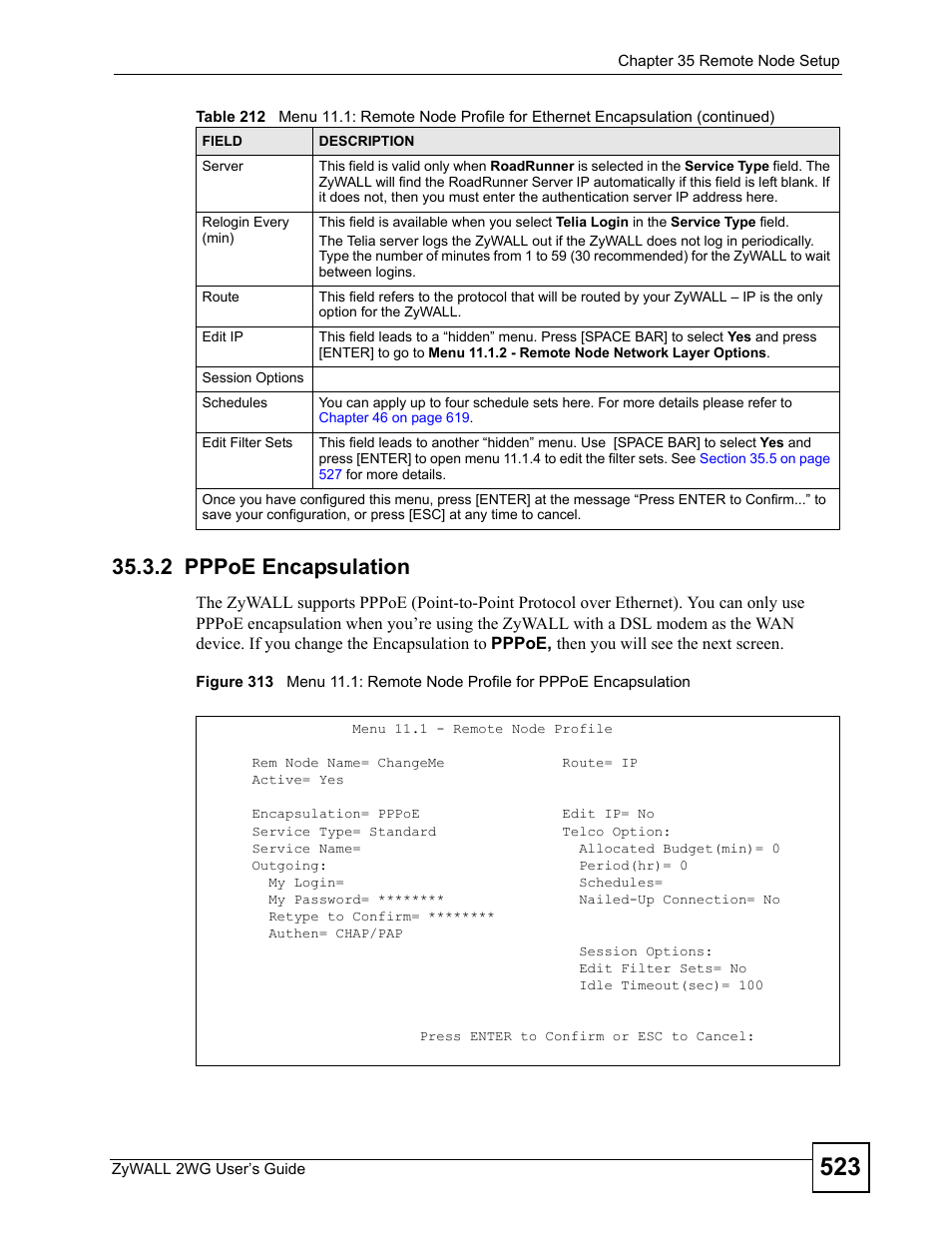 2 pppoe encapsulation | ZyXEL Communications ZyXEL ZyWALL 2WG User Manual | Page 523 / 730