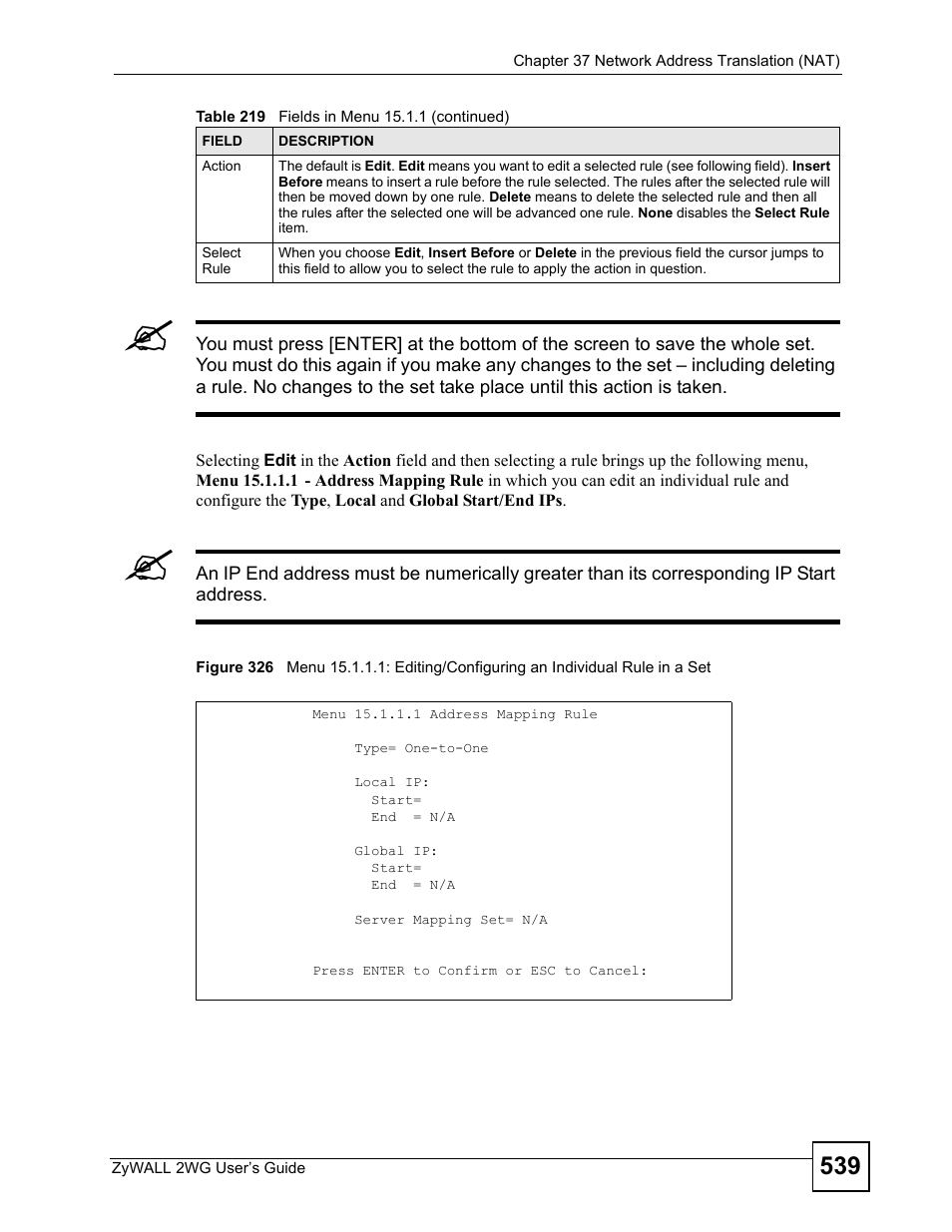 ZyXEL Communications ZyXEL ZyWALL 2WG User Manual | Page 539 / 730