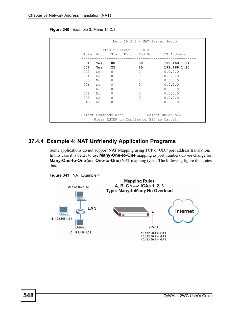 4 example 4: nat unfriendly application programs | ZyXEL Communications ZyXEL ZyWALL 2WG User Manual | Page 548 / 730