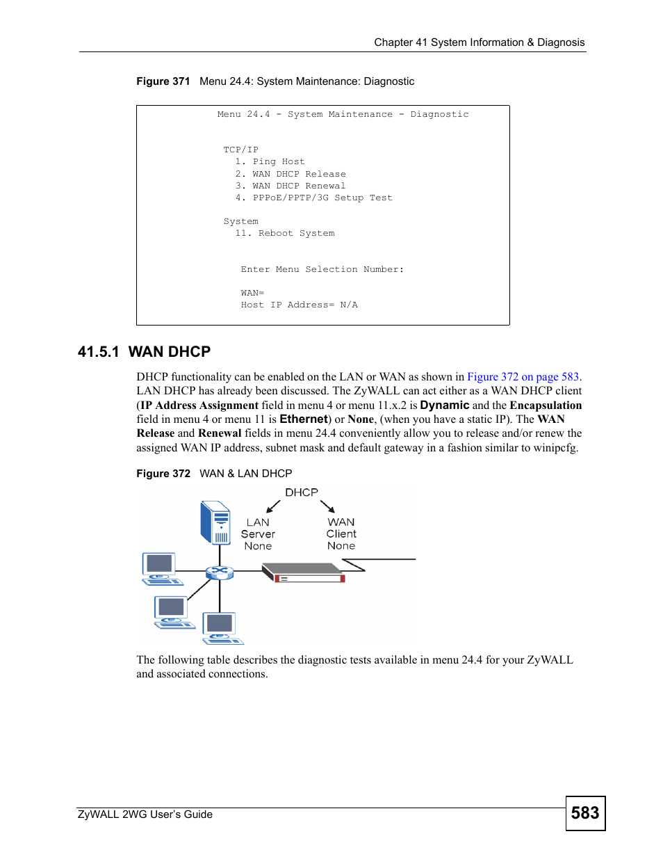 1 wan dhcp | ZyXEL Communications ZyXEL ZyWALL 2WG User Manual | Page 583 / 730