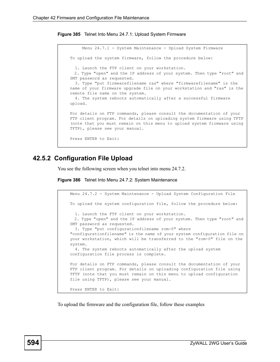 2 configuration file upload | ZyXEL Communications ZyXEL ZyWALL 2WG User Manual | Page 594 / 730