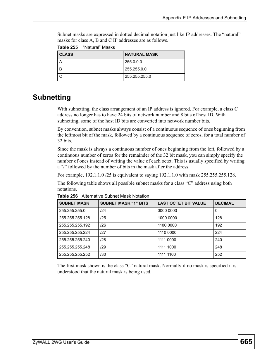 Subnetting | ZyXEL Communications ZyXEL ZyWALL 2WG User Manual | Page 665 / 730