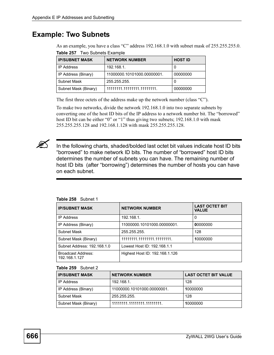 666 example: two subnets | ZyXEL Communications ZyXEL ZyWALL 2WG User Manual | Page 666 / 730