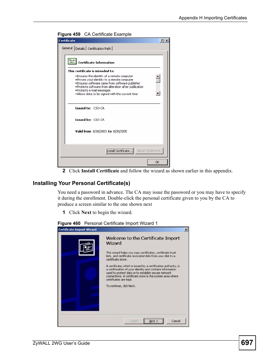 ZyXEL Communications ZyXEL ZyWALL 2WG User Manual | Page 697 / 730