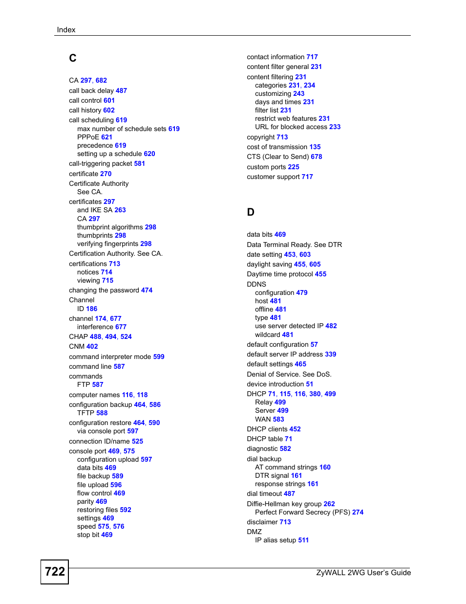 ZyXEL Communications ZyXEL ZyWALL 2WG User Manual | Page 722 / 730