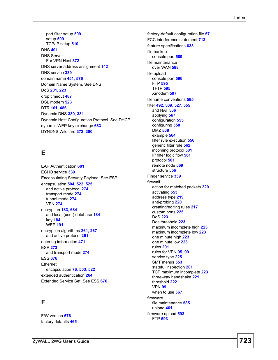 ZyXEL Communications ZyXEL ZyWALL 2WG User Manual | Page 723 / 730