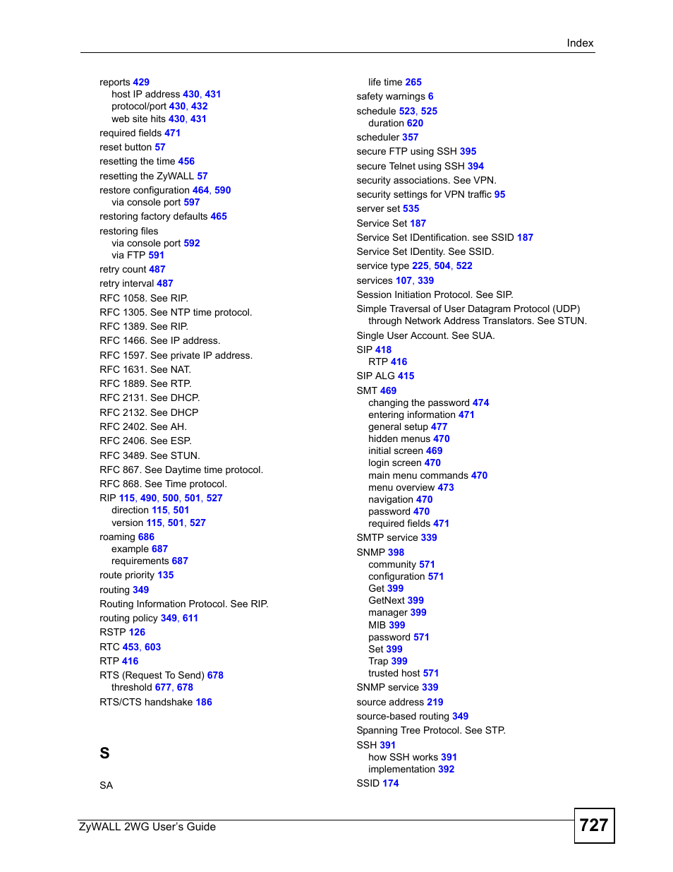 ZyXEL Communications ZyXEL ZyWALL 2WG User Manual | Page 727 / 730