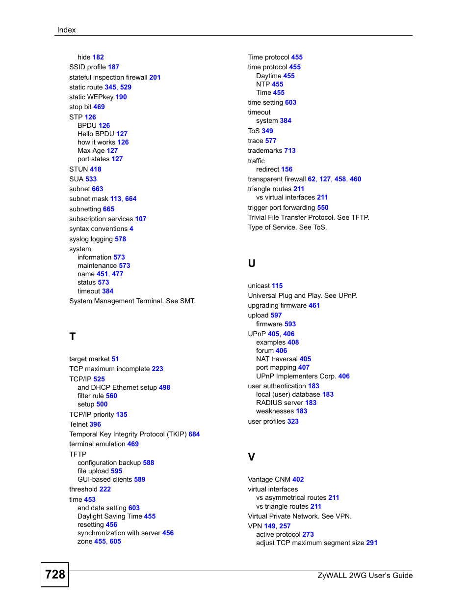 ZyXEL Communications ZyXEL ZyWALL 2WG User Manual | Page 728 / 730