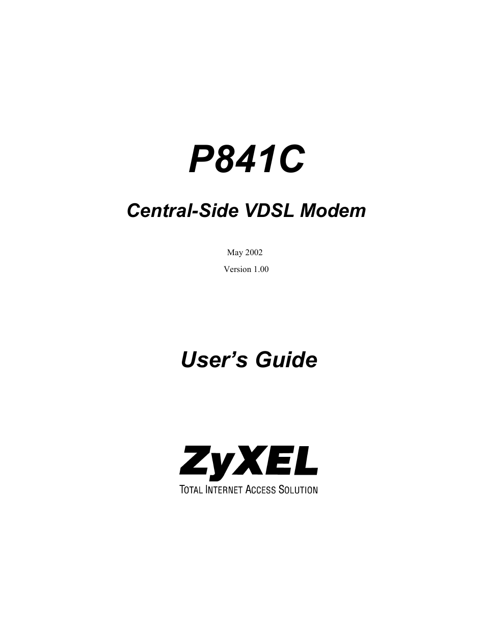 ZyXEL Communications P841C User Manual | 41 pages