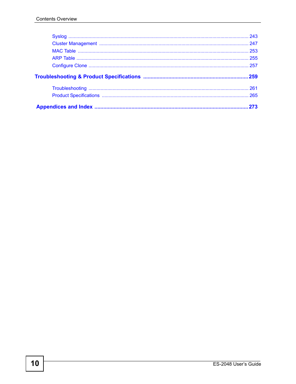 ZyXEL Communications ZyXEL Dimension ES-2048 User Manual | Page 10 / 306