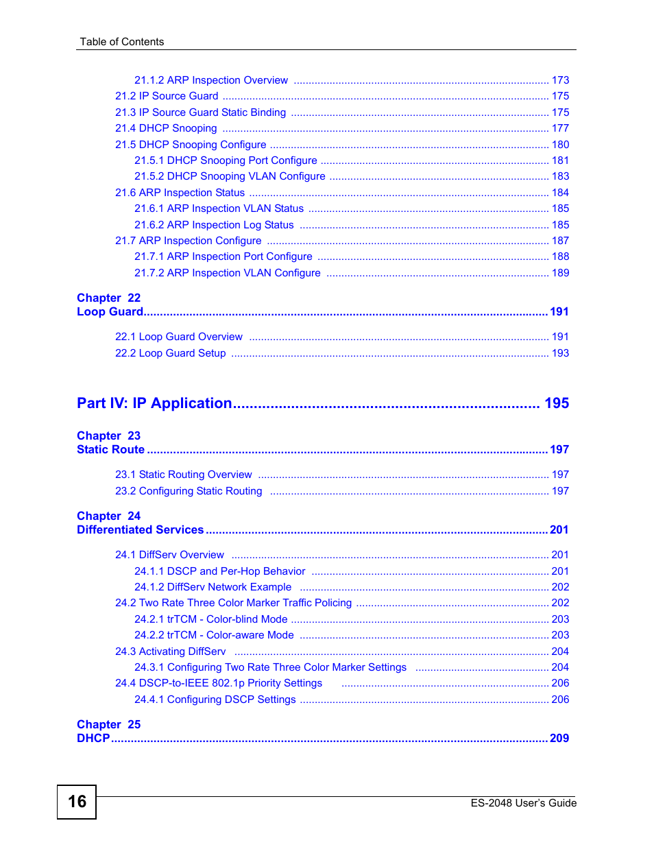 Part iv: ip application | ZyXEL Communications ZyXEL Dimension ES-2048 User Manual | Page 16 / 306