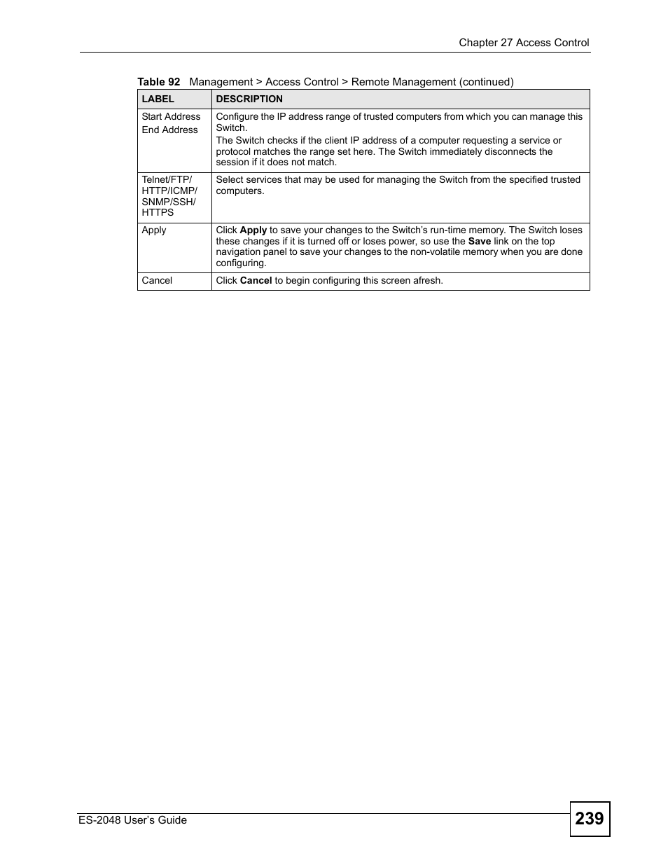 ZyXEL Communications ZyXEL Dimension ES-2048 User Manual | Page 239 / 306