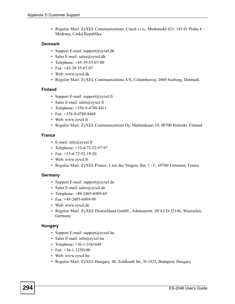 ZyXEL Communications ZyXEL Dimension ES-2048 User Manual | Page 294 / 306