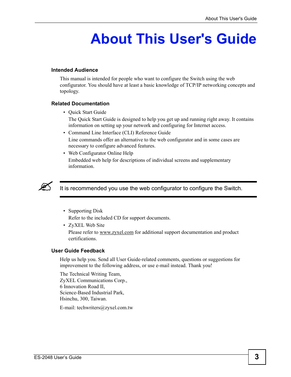 About this user's guide | ZyXEL Communications ZyXEL Dimension ES-2048 User Manual | Page 3 / 306