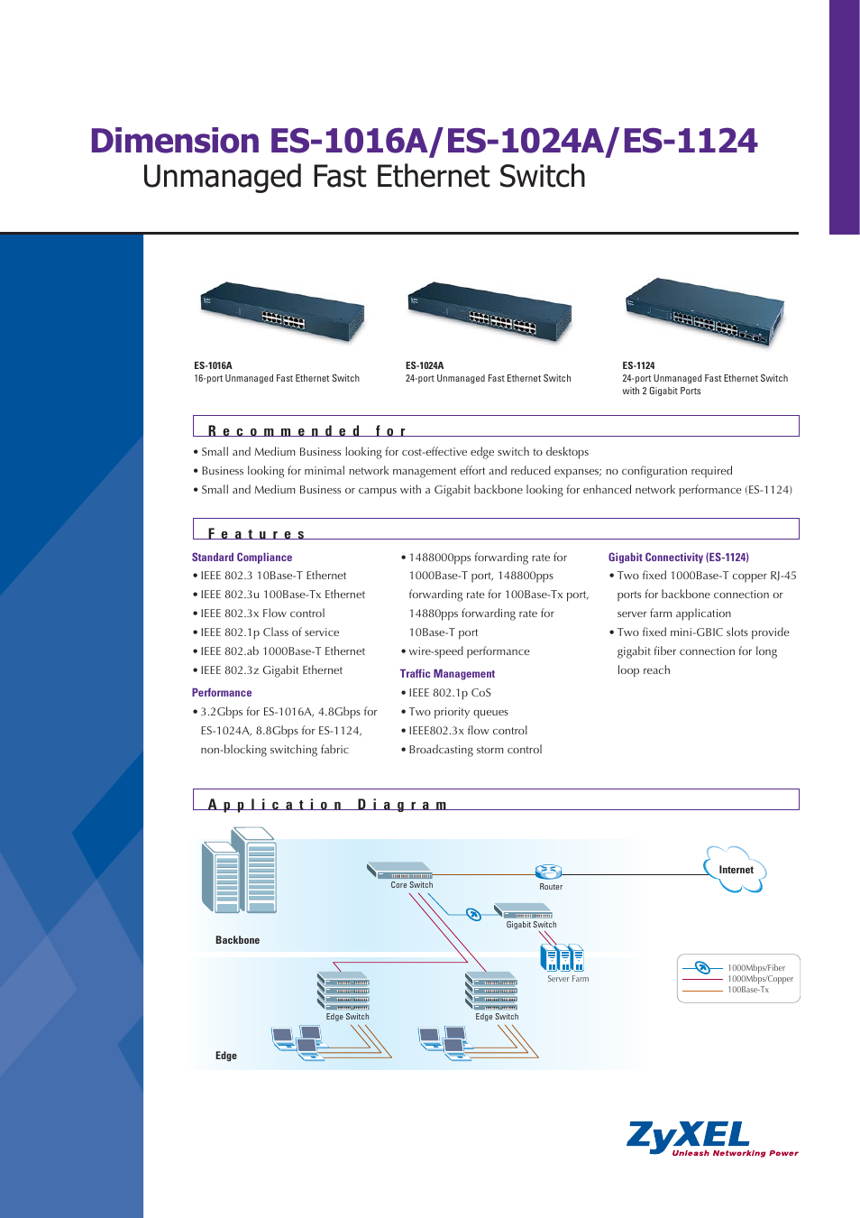 ZyXEL Communications DIMENSION ES-1024A User Manual | 2 pages