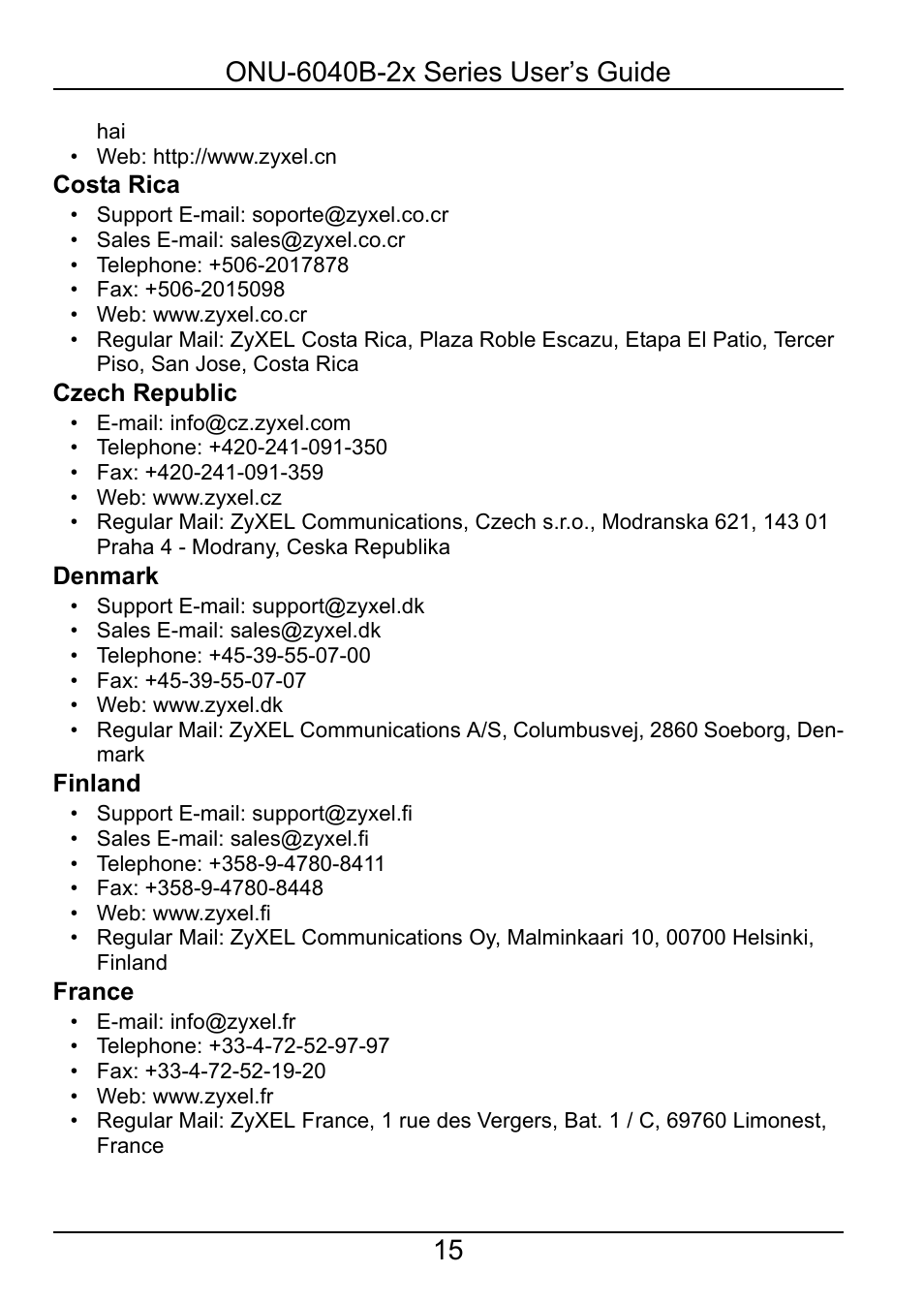 ZyXEL Communications ONU-6040B-22 User Manual | Page 15 / 19