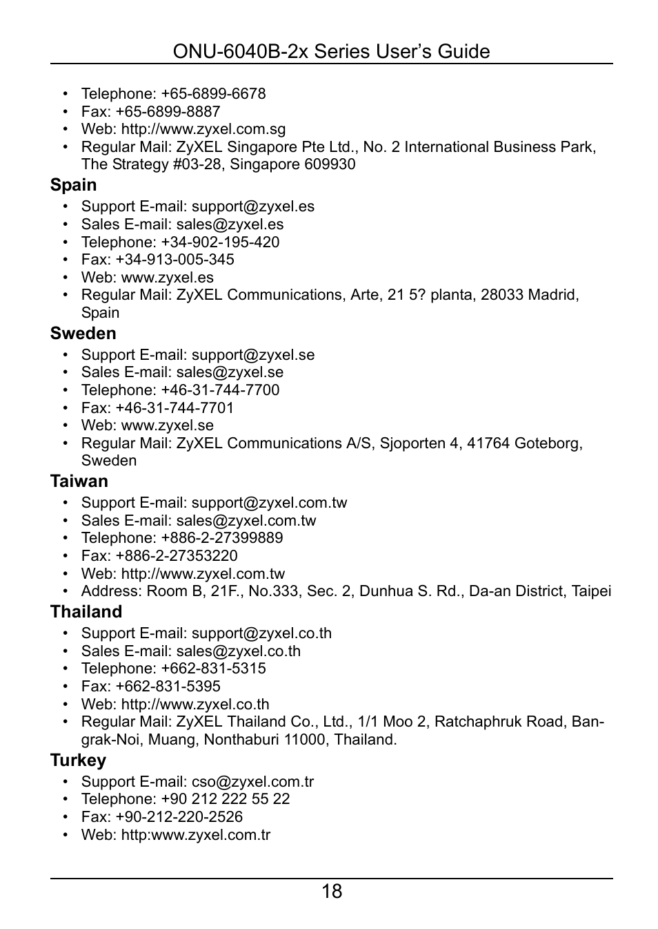 ZyXEL Communications ONU-6040B-22 User Manual | Page 18 / 19