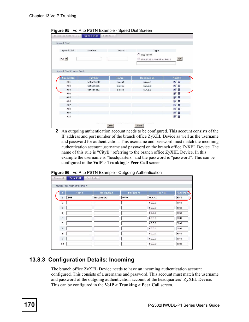 3 configuration details: incoming | ZyXEL Communications Network Device P-2302 User Manual | Page 170 / 359