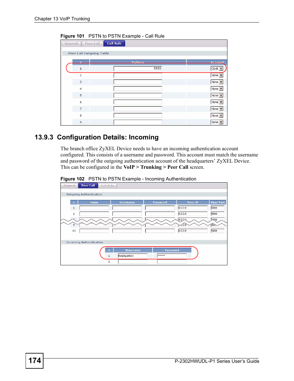 3 configuration details: incoming | ZyXEL Communications Network Device P-2302 User Manual | Page 174 / 359