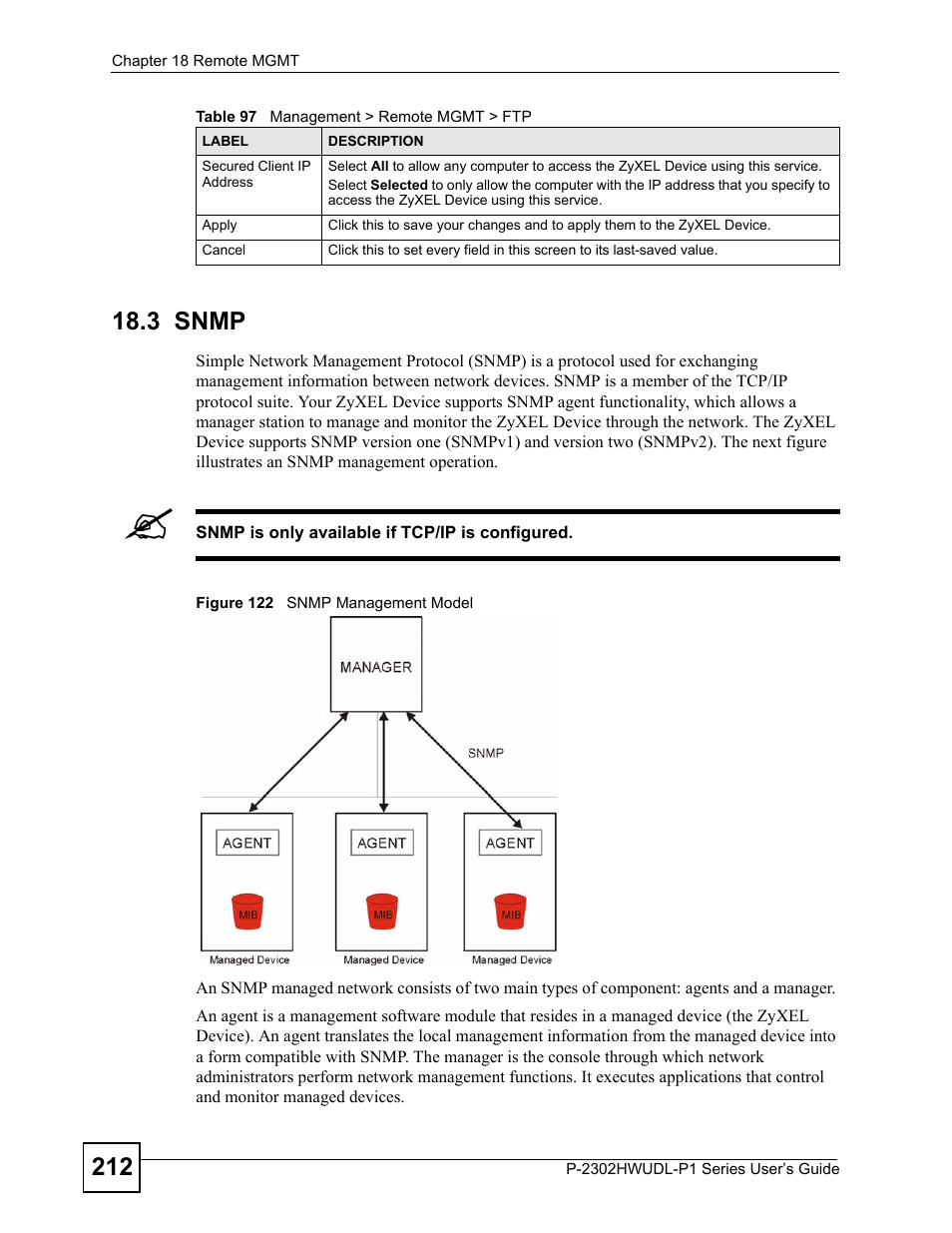 3 snmp, Figure 122 snmp management model | ZyXEL Communications Network Device P-2302 User Manual | Page 212 / 359