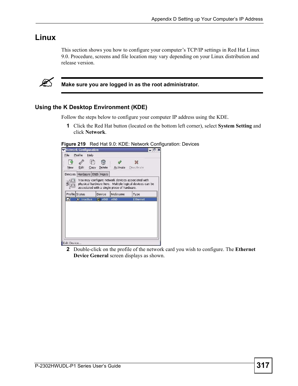 317 linux | ZyXEL Communications Network Device P-2302 User Manual | Page 317 / 359