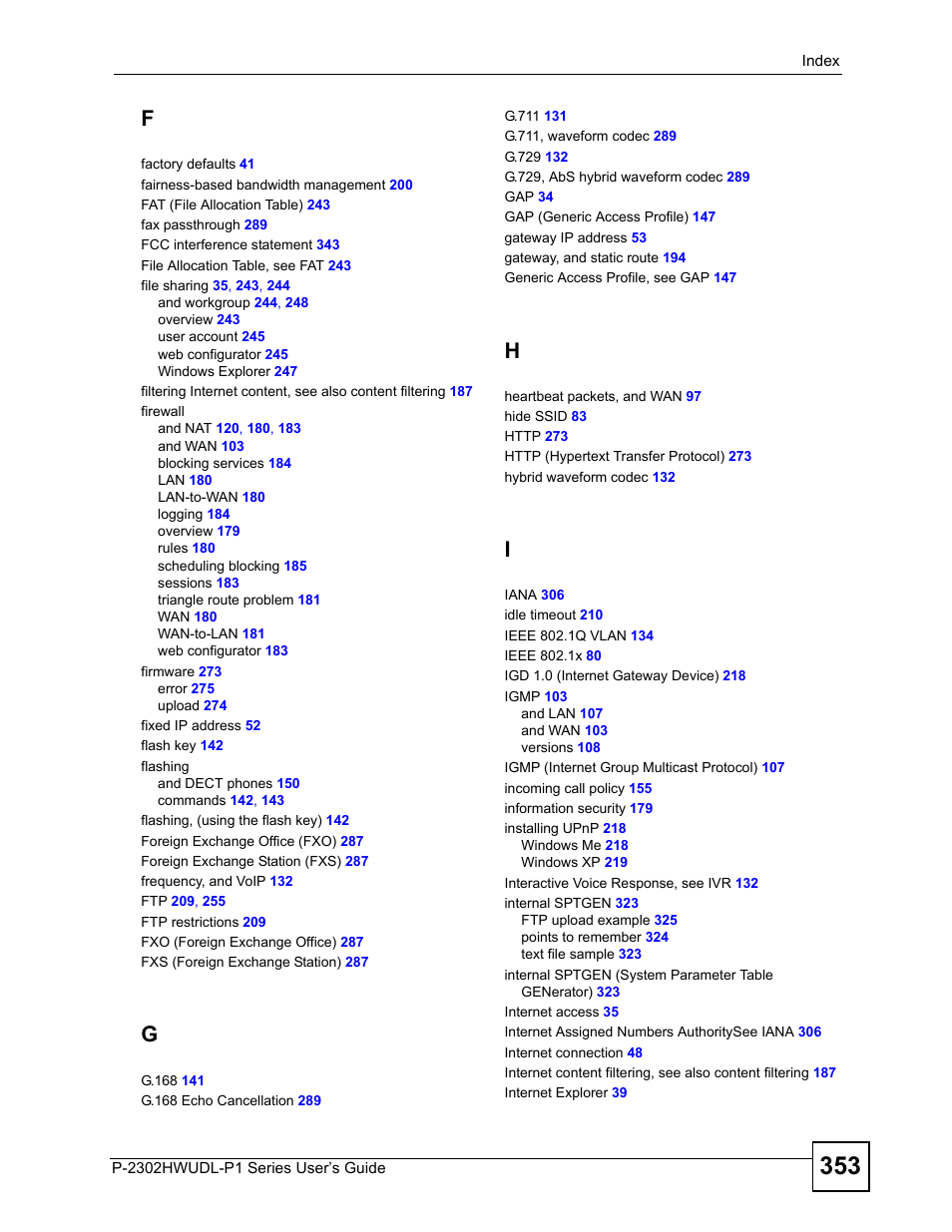 ZyXEL Communications Network Device P-2302 User Manual | Page 353 / 359